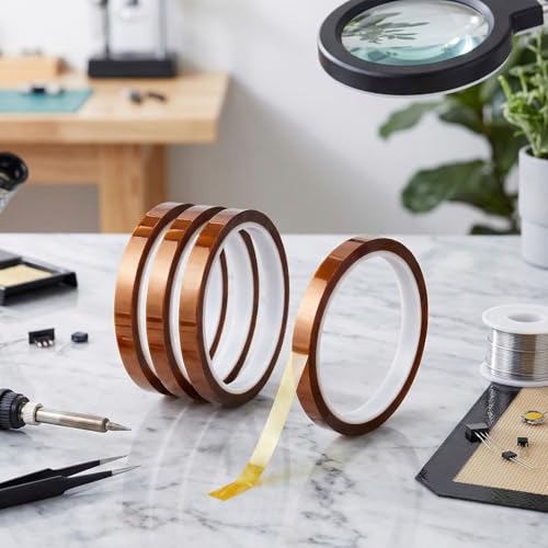 High Tape, 4 Rolls Heat Transfer Tape Heat Resistant Tape High Temp No Residue for Sublimation, Heat Press Electronics, Soldering, Max Temp 480℉/250℃, 10mm x 33m(108ft)