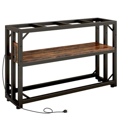 METYERRY 55 Gallon Fish Tank Stand with Power Outlet,Adjustable Shelf | 860 LBS Heavy Duty Metal Frame, Fits Fish Tanks Reptile Tanks and Turtle Tanks, Water Resistant Board, Home Aquarium Setup - color: Rustic Brown, size: 55 Gallon