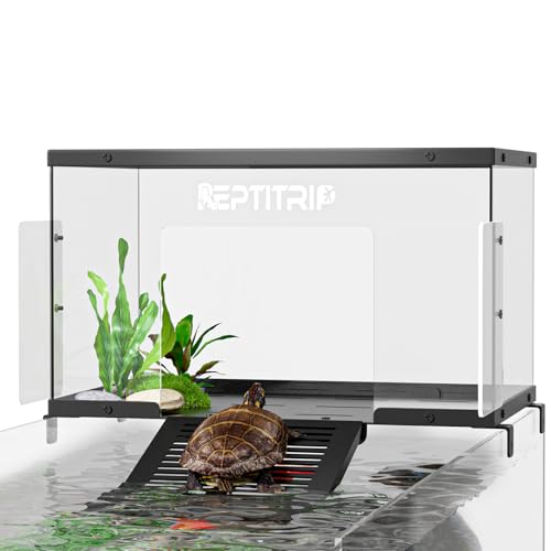 Turtle Basking Platform & Dock - Stainless Steel Turtle Ramp, Non-Slip Surface - Fits 10-13 Inch Wide Aquariums