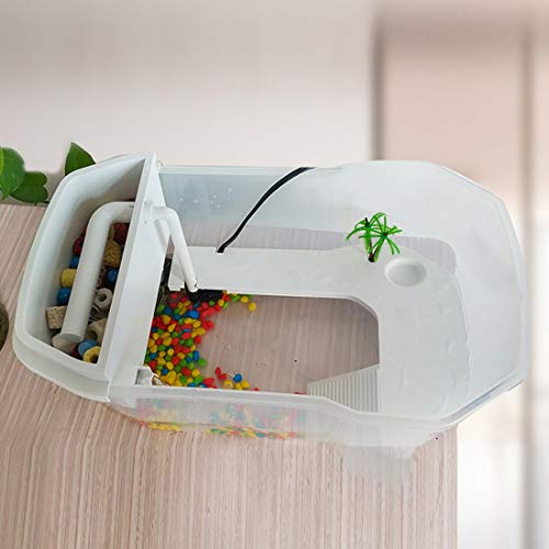 PINVNBY Plastic Turtle Tank Reptile Habitat Pet Terrariums Turtles Tank Aquarium Terrapin Topper Basking with Platform Plants,Durable,Safe, Non-Toxic(White) - color: White, size: 【1 PCS】