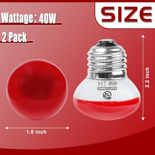 Infrared Reptile Heat Lamp, UVA Red Heat Light Bulb 40W, 2 Pack Reptile Heat Bulb, Infrared Basking Spot Light for Snake, Leopard Gecko, Turtle, Lizard - color: Red(40*2)