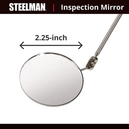Steelman 29-Inch Telescoping Auto Inspection Mirror, Durable Steel, Articulating 3.25-Inch Round Mirror, Contoured Grip (Case of 10) - size: 29 inches (Case of 10)