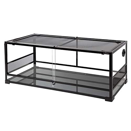 REPTI ZOO 67Gallon Reptile Large Terrarium Upgrade Glass Front Opening Tank Sliding Door with Screen Ventilation Reptile Terrarium About 48" x 18" x 18"(Knock-Down) - color: Reptile Terrarium - Sliding Door