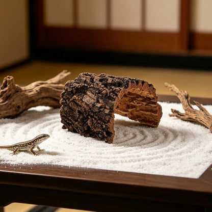 Natural Reptile Hideout: Terrarium Accessory Cork Bark Shelter - Rustic Reptile Tunnel Cave for Leopard Gecko, Bearded Dragon, Snake Climbing Hiding 6.7"X6.2"X4.3" - size: 17.00X15.80X11.00CM