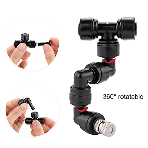 CozyCabin 360° Adjustable Mist Cooling System Nozzles Water Sprayers Connectors, Stainless Steel Misting Nozzles for Pets Reptiles Ecological Garden Patio Greenhouse, 5 Packs