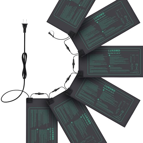 LUXBIRD 6 Pack Daisy Chain Seedling Heat Mats for Indoor Plants, Greenhouses, Germination, Hydroponic Garden, IP67 Waterproof Durable (LB-HMDC-06) - size: 6 Pack-21W