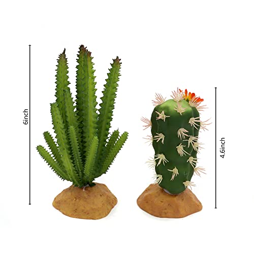 Reptile Plants Succulent, Artificial Desert Rain Forests Plants, Set 2 | for Lizard Bearded Dragon Chameleon Gecko Snake Amphibian Terrarium Decor - color: Set 2