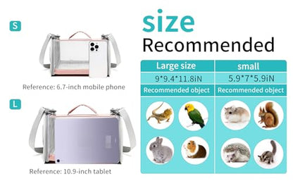 Guinea Pig Carrier Travel Small Animal Bag Lizard Bird Rabbit Cage Squirrel Breathable Bag Portable Hamster Pet Hangbag (Small, Pink) - color: pink, size: Small
