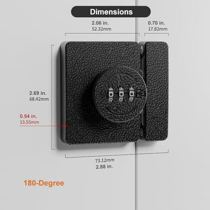 Keyless Cabinet Lock 3-Digit Combination for Swinging/Sliding Door Drawer Cupboard Locker Closet Wooden Box Hook-Locking (Black, 180 Degree) - color: Black
