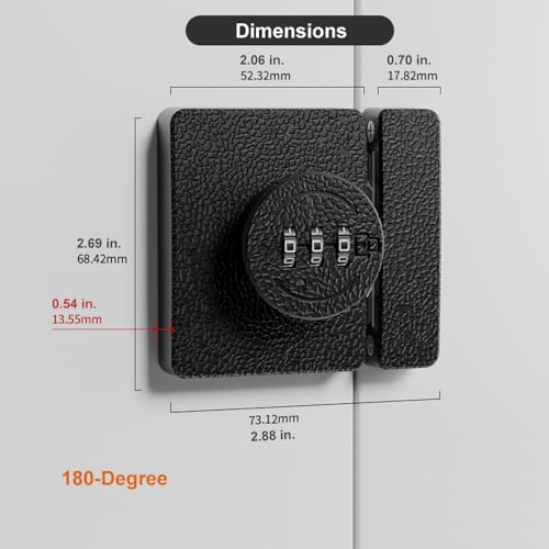 Keyless Cabinet Lock 3-Digit Combination for Swinging/Sliding Door Drawer Cupboard Locker Closet Wooden Box Hook-Locking (Silver, 180 Degree) - color: Silver
