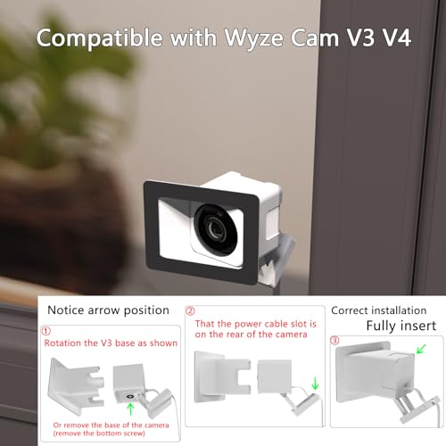 2 Pack Angled Window Mount for Wyze Cam V4 Cam V3 | 20 Degrees Tilt Angle Through Windows Glass Surfaces Use Cam v4 and v3 , No Reflection , No-Drill - color: white, size: Pack of 2