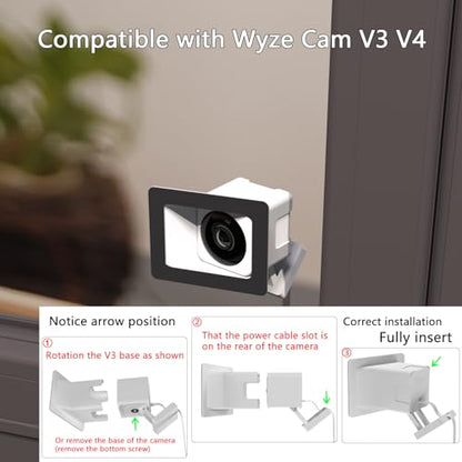 2 Pack Angled Window Mount for Wyze Cam V4 Cam V3 | 20 Degrees Tilt Angle Through Windows Glass Surfaces Use Cam v4 and v3 , No Reflection , No-Drill - color: white, size: Pack of 2