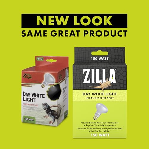 Zilla Reptile Terrarium Heat Lamps Incandescent Bulb, White Spot, 150W - size: Pack of 1, style: Day White (150W)