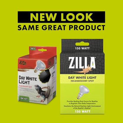 Zilla Reptile Terrarium Heat Lamps Incandescent Bulb, White Spot, 150W - size: Pack of 1, style: Day White (150W)
