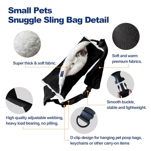 Adjustable Fluffy Bearded Dragon Sling Carrier Bag, Reptile Carrier with Leash Harness Lizard Cage Accessories for Small Animal, Ferrets, Squirrel, Hamsters,Parrot (Black) - color: Black