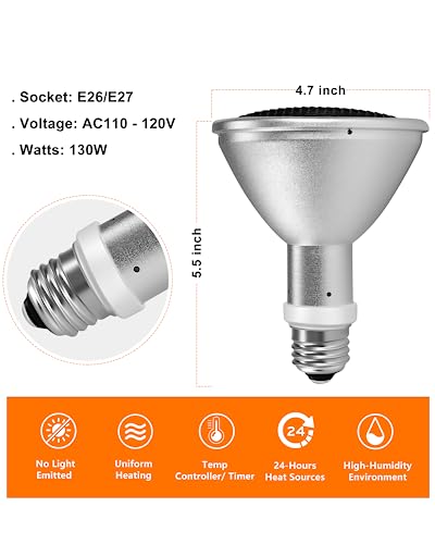 Deep Heat Projector - DHP 130W Infrared Reptile Heat Lamp Bulbs for Turtle Light Bearded Dragon Chicken Lizard Leopard Gecko Snake - color: Dhp 130w