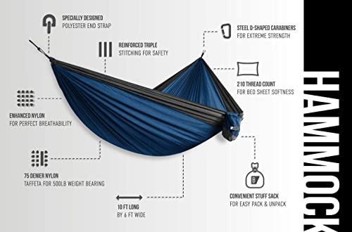 Double Hammock by Bear Butt - color: Dark Blue / Charcoal