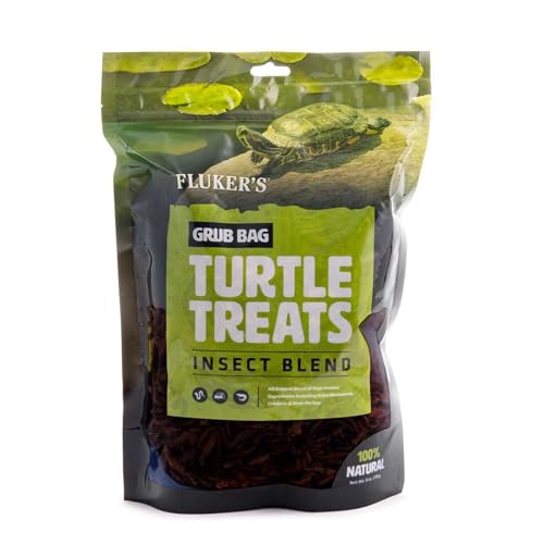 Fluker's Grub Bag Turtle Treats, Insect Blend, High Protein Freeze Dried River Shrimp, Crickets, and Mealworms, For Aquatic Turtles, Amphibians, and Reptiles, 6 oz
