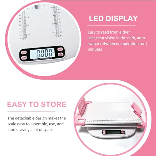 Digital Portable Pet Dog Cat Scale，Pet Scale，High-Precision Digital Scale，Electronic Baby Scale Digitalwith Height Markings，Multiple Weighing Modes, with switchable Units - color: White -Baby Scale