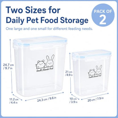 Pet Food Storage Containers,Airtight Small Animals Food Container,Cat Food Storage Container,Jars Dispenser Set with Lids,Multi Size3.52Qt/4L and2.2Qt/2.5L,for Wild Bird Seed Dispenser|BPA Free/Clear