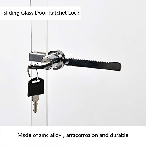 Sissinda Sliding Glass Door Ratchet Lock Display Case Lock with Chrome Finish, Security, Keyed Alike Showcase Display (8 PC) - size: 8 PC