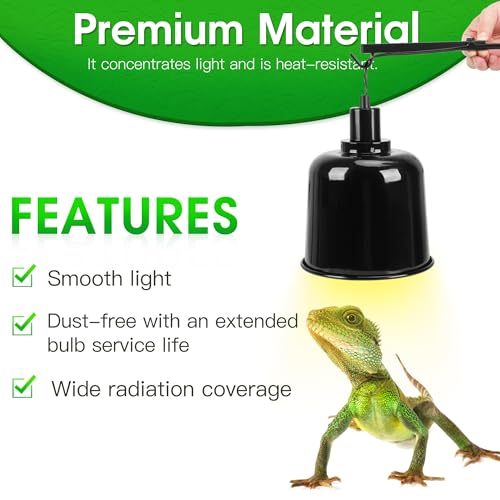 2 Pack Reptile Dome Lamp Cover Light Shade, 7.5 Inch Deep Reptile Dome Light Fixture, Aluminum for Reptile Terrarium with Ceramic Socket and Individual Switch (Bulbs Not Included) - size: 7.5 in