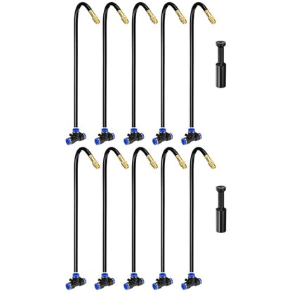 M METERXITY 1-Set Brass Misting Nozzles Tees, 12inch/30cm Tube Len 3-in-1(Dripping, Spraying, Shutoff) Adjustable Copper Water Mister Sprayer for 0.31"/8mm Tubing Irrigation [Gold Tone/Black] - size: 12inch/30cm