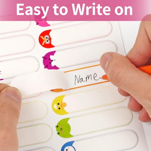 480 Pcs Waterproof Labels for Kids Stuff Daycare Name Bottle Essentials | Animal Self-Adhesive Baby Water Bottle Stickers for School Supply, Self-Laminating Write-on, Reusable Washable - style: Animal