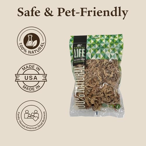 Sphagnum Moss for Terrarium Habitats, Small 1-Pack | Preserved Moss for Reptiles, Amphibians & Invertebrates Terrariums, Humidity Control, Soft, Dye-Free, Family Owned, USA Made - size: Small 1-pack, style: Sphagnum Moss