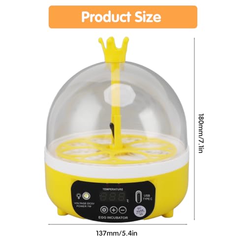 Tissting 4-Egg Mini Incubator with Transparent Lid | 7W Power & Humidity Control | Clear Viewing Window | Manual Egg Turning | for Chicken, Duck, Quail, Pigeon(Manual Turning) - color: 4 Eggs Manual Turning