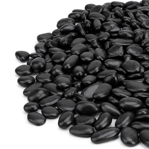 Mr. Fireglass 3/8" Natural Black Polished Pebbles Aquarium Rocks, 2 lb Bag - color: Black, size: 2 Pounds