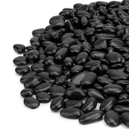 Mr. Fireglass 3/8" Natural Black Polished Pebbles Aquarium Rocks, 2 lb Bag - color: Black, size: 2 Pounds