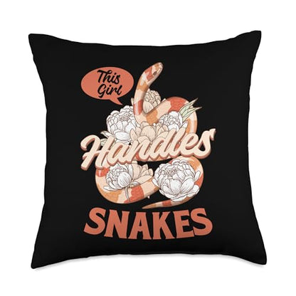 Snake Handler Gloves Reptile Herpetologist Snake Handling Throw Pillow - size: 18x18