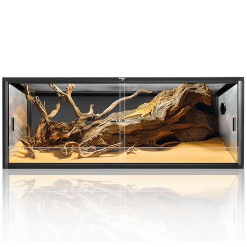 Wacool Terra 68 Gallon Reptile Tank, Large Terrarium for Bearded Dragons, Snakes, Leopard Geckos, Sliding Door & Top Ventilation, 48" x 18" x 18" Easy-to-Maintain Reptile Enclosure - size: 68 gallon