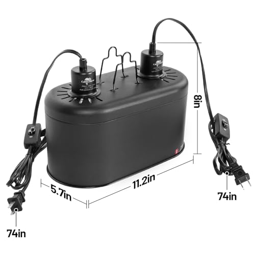 Dual Reptile Light Fixture with Separate Switches, 11.2in Double Dome Light Fixtures for Reptile Heat Lamp, Max 150W, Terrarium Habitat UVB Light Fixture for Reptiles Amphibians
