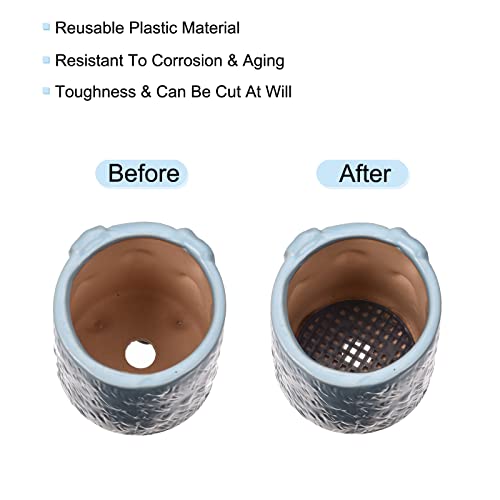MECCANIXITY 5 Pcs Flower Pot Hole Mesh Pad 11.8x7.9" Invisible Rigid Plastic Bottom Grid Drainage Screens Prevent Soil Loss for Plant Containers, Bonsai (Black) - size: 30cmx20cm