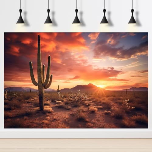 Reptile Tank Backdrop Sunset Desert Terrarium Background Saguaro Cacti Silhouetted Against Sunset Sky Rugged Terrain Vibrant Desert Colors Jungle Landscape Tank Backdrop 24x12in - color: Cacti Green, size: 24(W)x12(H)inches/ 60(W)*30cm(H)
