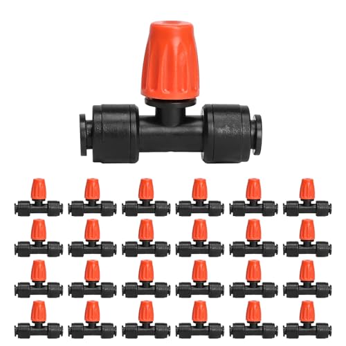 MIXC Micro Spray Emitters – Adjustable Misting Drippers for 1/4" Tubing, Push-to-Connect Misting Emitters for Drip Watering System in Patio Planters Garden Watering Systems (24 Pack)