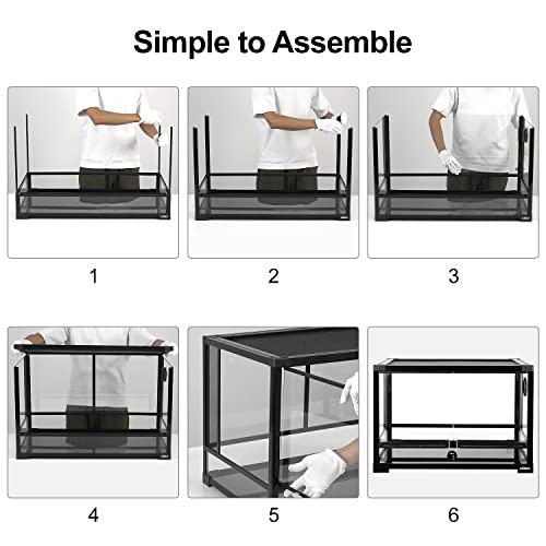 Full Vision Glass Reptile Terrarium 27 Gallon, Double Hinge Door with Screen Ventilation Reptile Tank 24"x16"x16" (Knock-Down) - style: 24"x16"x16"(27 Gal)