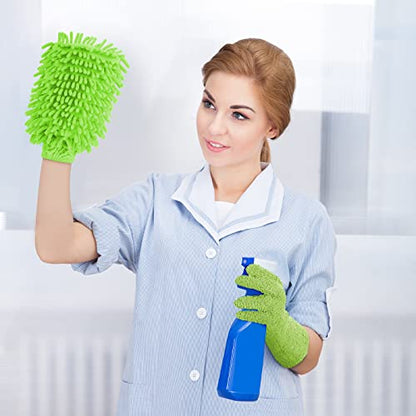 Potchen 6 Pcs Microfiber Dusting Mitt Gloves for Plants Washable Dusting Gloves for House Cleaning Furniture Car Washing - color: Navy Blue, Green