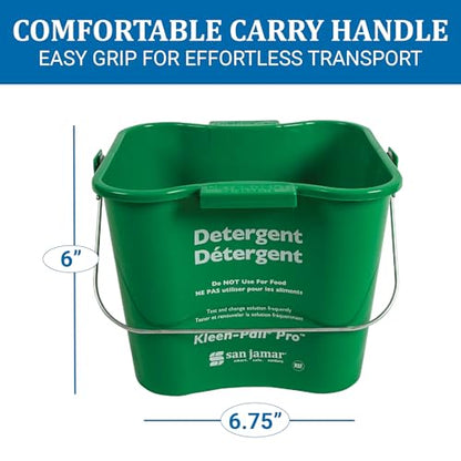 San Jamar Kleen-Pail Pro, Bucket with Handle for Cleaning Products in Commercial and Home Setting, 3 Qts, 1 Count, Green - size: 3 Quarts
