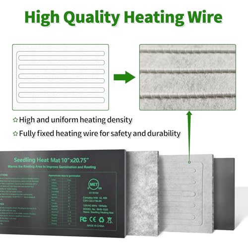 Seedling Heat Mat 4 Pack Dual Certified by MET and UL Plant Heating Mat Pad with Power Failure Protection Thermostatic Waterproof Suitable for Seedlings