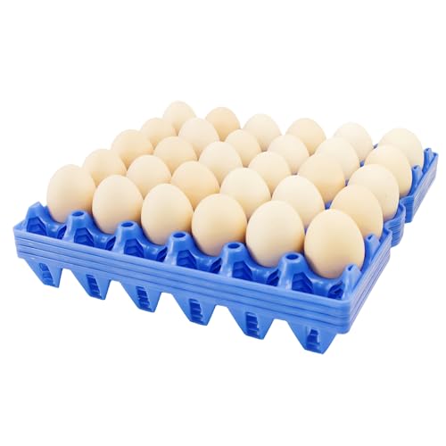 4-Pack Blue Rectangular Plastic Egg Tray, Stackable Egg Crates, 30-Egg Capacity, Modern Style, Reusable, Dishwasher Safe - size: 4-Pack Blue