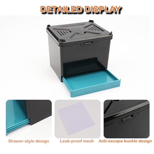 Spider Cage Manti Feeding Box Reptile Mealworms Breeding Box to Breed Live Worms for Spider Manti Insects (Black)