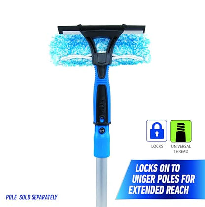 Unger Professional Connect and Clean 2-in-1 Squeegee and Scrubber, 6” Window Cleaning Tool, Commercial and Residential Use, Washer Cleaner Supplies to Remove Excess Water and Dry - size: 6-inch, style: 6" 2-in-1 Window Cleaner II