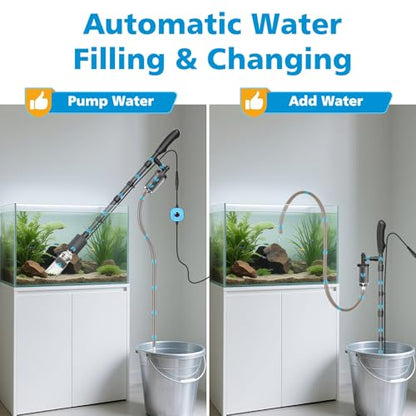 fishkeeper Electric Aquarium Gravel Cleaner, 6 in 1 Automatic Fish Tank Cleaning Tools Gravel Vacuum for Aquarium, Suitable for Water Change Wash Sand Water Circulation Adjustable Flow (25W, 265GPH)