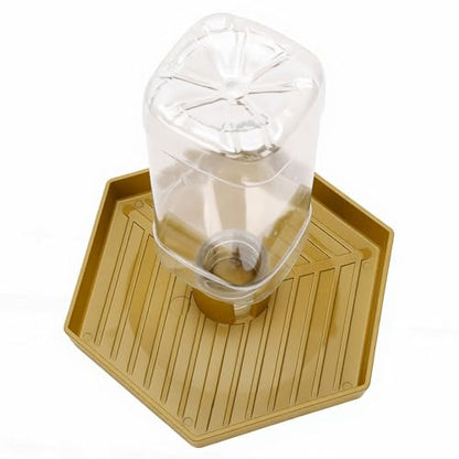 Haofy Reptile Water Bottle 6.3 x 5.9 x 5. inches Turtle Food and Water Bowl Automatic Feeders Waterer Tortoise Dispenser Bottle Feeding Dish for Lizard Chameleon (L) - color: Earthy Yellow