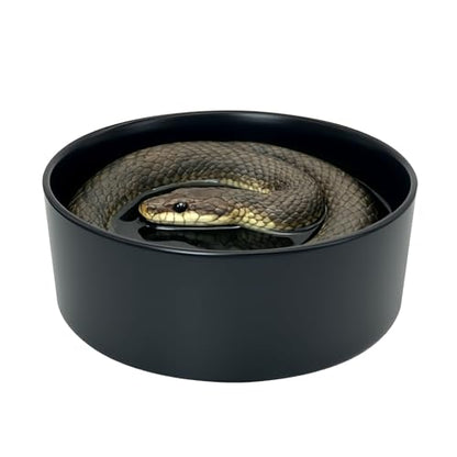 Snake Bathing Pool, Snake Water Bowl Dish, Reptile Soaking Dish,Reptile Terrarium Habitat Accessories for Snakes,Easy Cleaning,7.87''×7.87''×3'',Black
