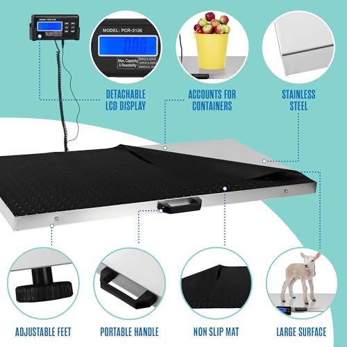 Dog Scale, Dog Scale for Large Breed, Pet, Shipping, 440 Lb, 41x21 Platform | Houseables Livestock, Pet Weight, Animal, Veterinary, Sheep, Goat, Pig, Packages, Weighing, Puppy, Vet, Heavy Duty, Digital