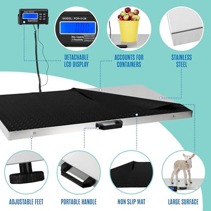 Dog Scale, Dog Scale for Large Breed, Pet, Shipping, 440 Lb, 41x21 Platform | Houseables Livestock, Pet Weight, Animal, Veterinary, Sheep, Goat, Pig, Packages, Weighing, Puppy, Vet, Heavy Duty, Digital
